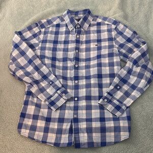 Vineyard Vines Classic Fit Whale Shirt | Blue Plaid Button Down | Men’s M